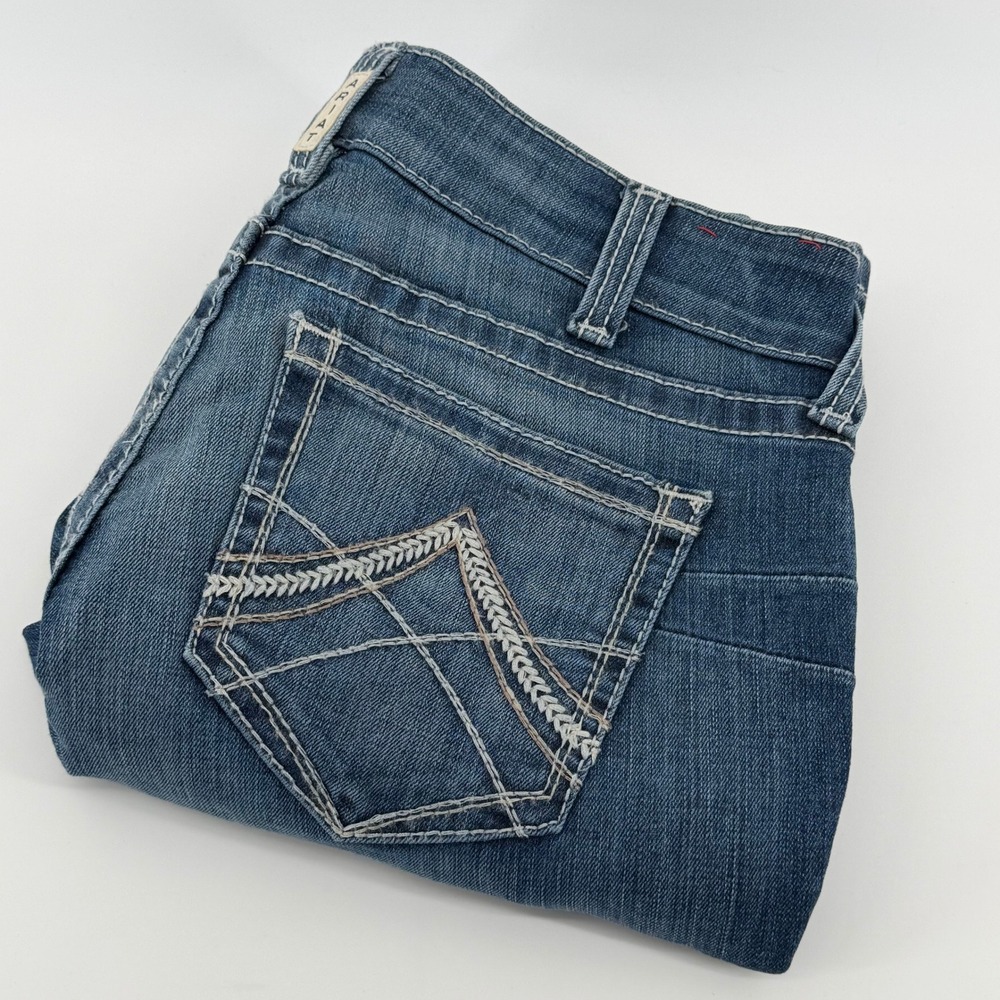 Ariat REAL Denim Womens 29S Medium Wash Bootcut Stretch Jeans Mid Rise Paisley